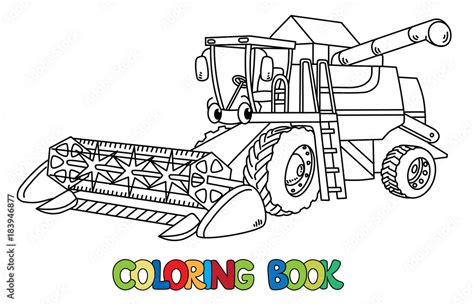 Funny Combine Harvester With Eyes Coloring Book Stock Vector Adobe Stock