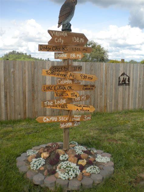 Directional Sign In Outdoor Adventure Area Using Local Town