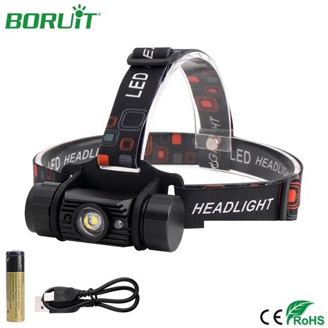 Boruit Ir Sensor Headlamp Flashlight Usb Rechargeable Led Lantern