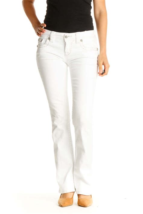 Miss Me White Bootcut Jeans Polyester Cotton Rayon Elasterell P