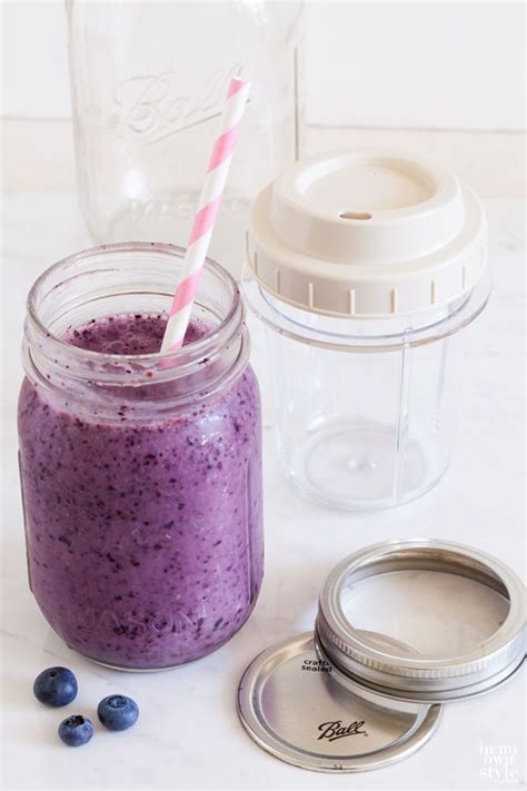 Blueberry Smoothie Made With A Mason Jar Blender Recipe Blueberries