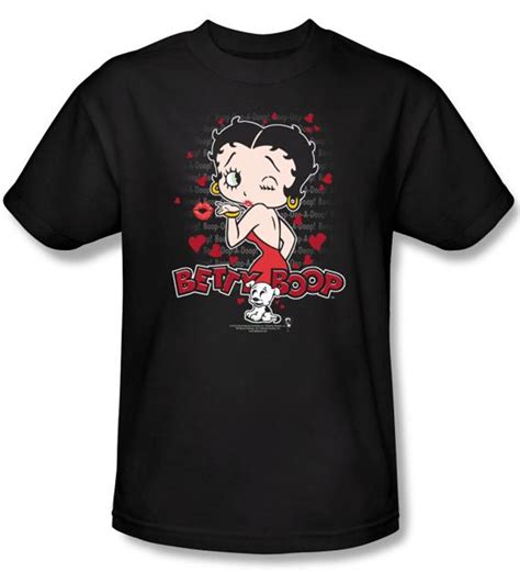 Betty Boop T Shirt Classic Kiss Adult Black Tee Shirt Betty Boop Shirts