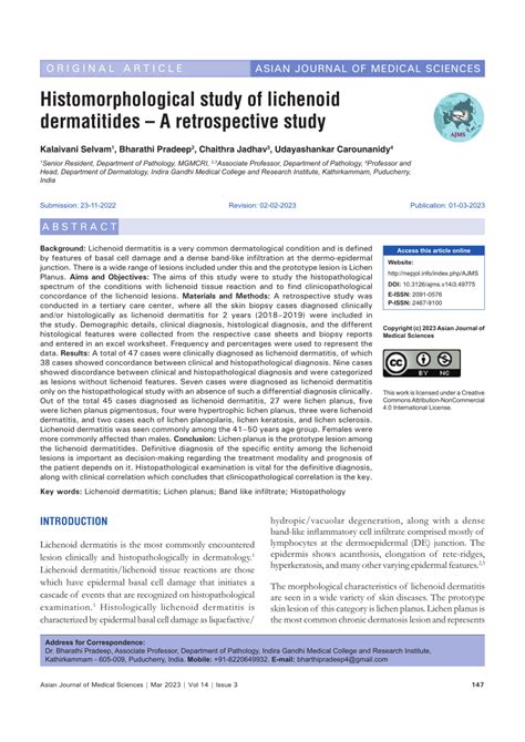 Pdf Histomorphological Study Of Lichenoid Dermatitides A