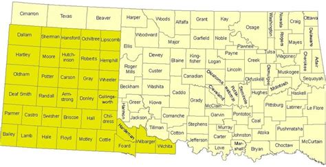 The Study Area And County Names With Oklahoma Counties In Light