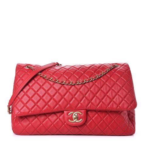 Chanel Calfskin Quilted Xxl Travel Flap Bag Red 324963