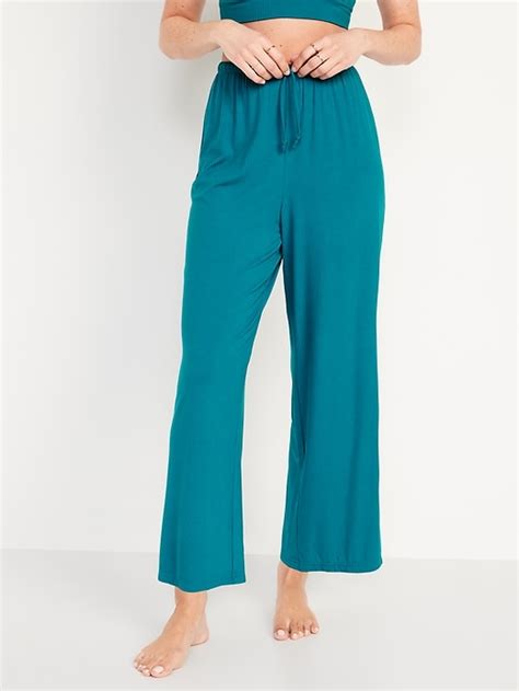Old Navy Sunday Sleep High Waisted Cropped Rib Knit Wide Leg Lounge Pants For Women