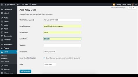 How To Create A New User Profile In Wordpress Youtube