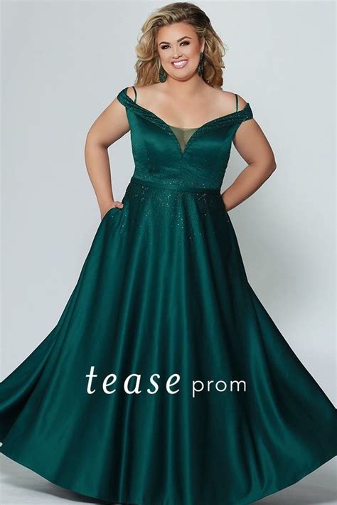 Emerald green evening dress are compatible with a host of other accessories such as pouches and shoes which exhilarates your sparkling looks. Elegant Off Shoulder Plus Size Prom Gown Pockets Emerald ...
