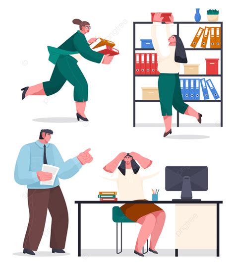 Office Chaos Vector Png Images Chaos In Office Woman Nervous Looking