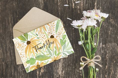 Sunflower Thank You Cards Printable Cards Flower Thank You Etsy