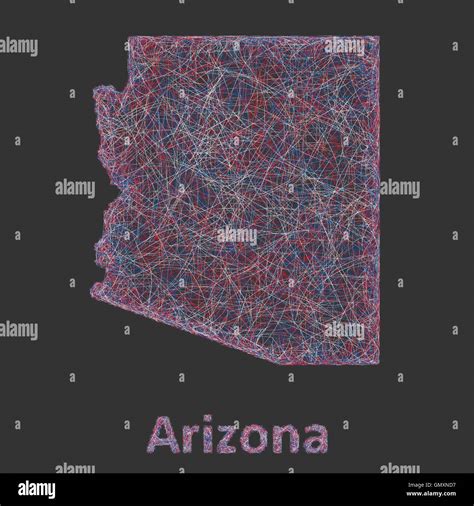 Colorful Line Art Map Of Arizona State Stock Vector Image And Art Alamy