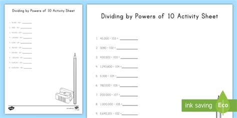 Dividing By Powers Of 10 Worksheet Worksheet