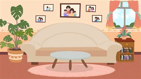 Neat Living Room Cartoon Background Room Cartoon