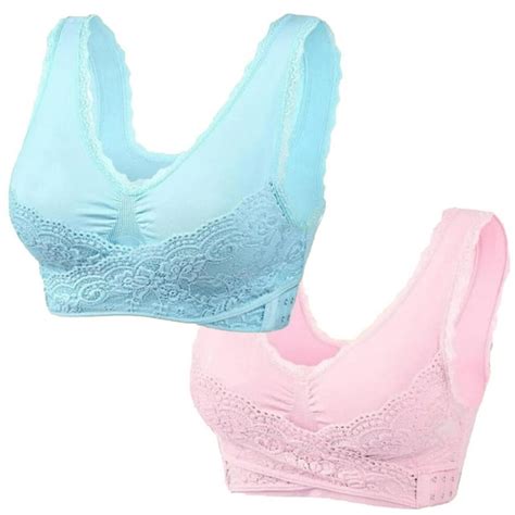 Lolmot 2pc Everyday Bras For Women Plus Size Front Cross Side Buckle