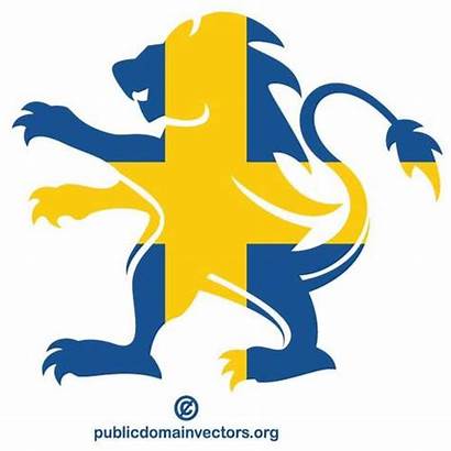 Lion Flag Swedish Silhouette Clipart Sweden Shape