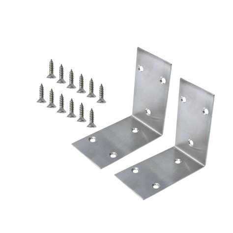 Uxcell 2pcs 85x85mm Stainless Steel L Shaped Angle Brackets With Screws