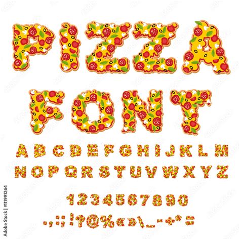 Pizza Font Letters Dough Food Alphabet Fast Food Abc Italian Stock