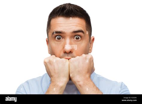 Scared Man Shouting Stock Photo Alamy