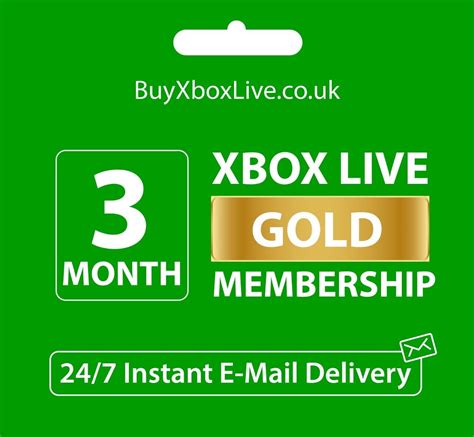 Xbox Live 3 Month Gold Membership Card For Microsoft Xbox 360 Xbox
