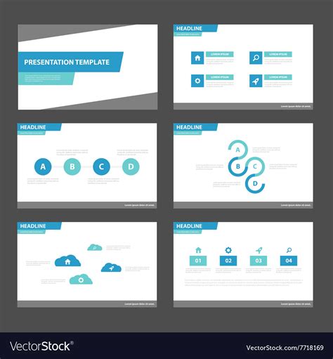 Simple Blue Presentation Templates Infographic Set