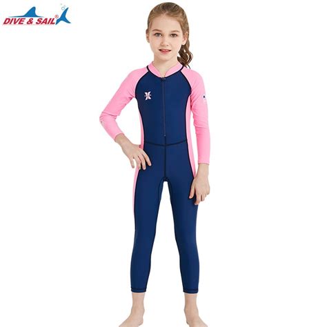Diveandsail Childrens One Piece Wetsuit Lycra Upf50long Sleeve Swimming