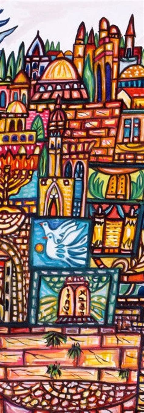 Watercolor Heavenly Jerusalem Judaica Canvas Holiday T Etsy