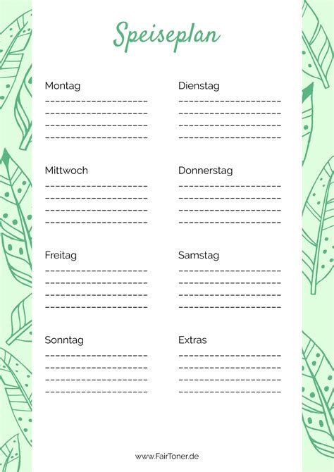 Einen speiseplan zu erstellen, hat viele vorteile. Speiseplan zum Ausdrucken kostenlose Vorlagen