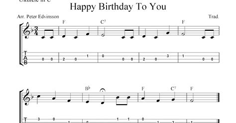 Happy Birthday To You Free Ukulele Tab Sheet Music
