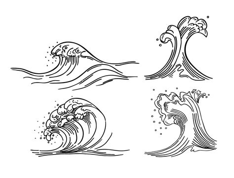 sea waves sketch style illustration sea waves sketch pattern ocean surf wave 10556655 vector