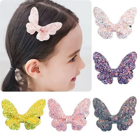 70908 10pcslot Butterfly Hair Clips Barrettes Girls Favorite Sequin