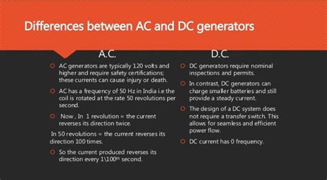 Difference Between Dc Generator And Ac Generator