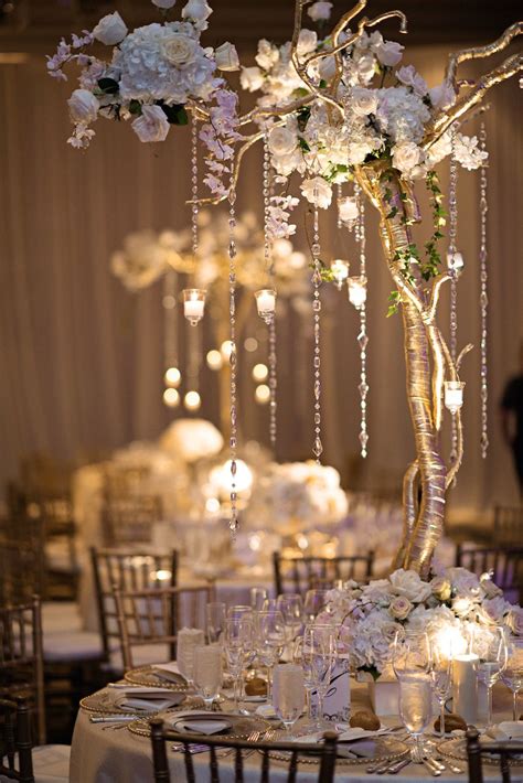 Gold Tree Centerpiece With Candles Photography Kristen Weaver