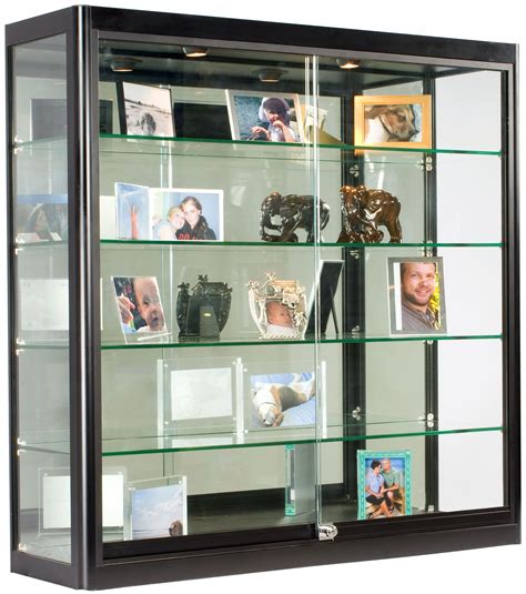 3x3 Wall Mounted Display Case Wmirror Back And 2 Top Lights Locking