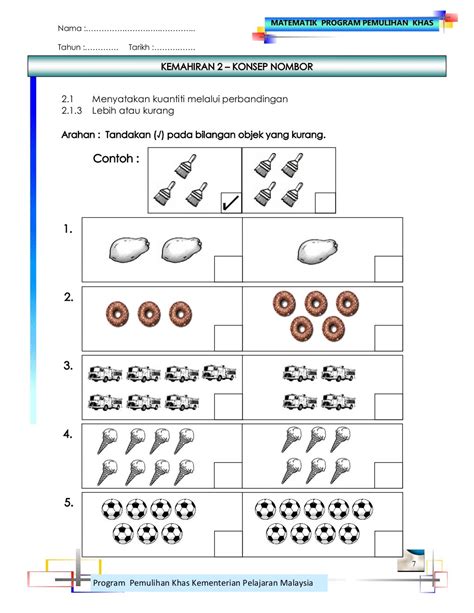 Lembaran Kerja Matematik Pemulihan Khas