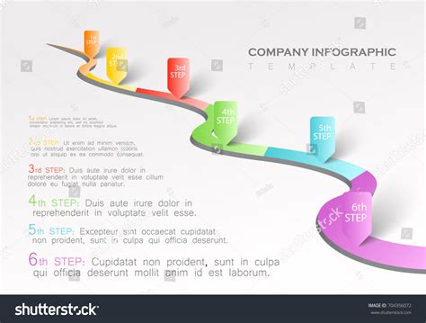 Vektor Stok Vector Infographics Curved Colorful Timeline Template