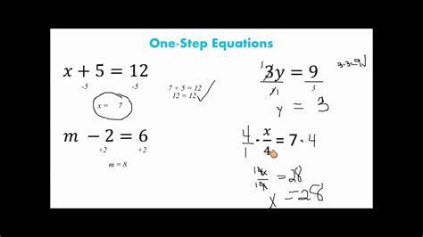 Expressions and Equations: Solving Equations (1 step ...