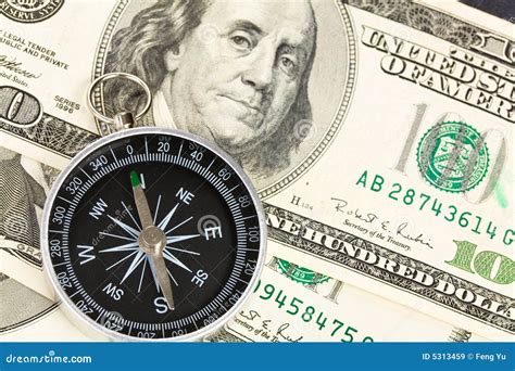 Compass and dollar stock image. Image of navigational - 5313459