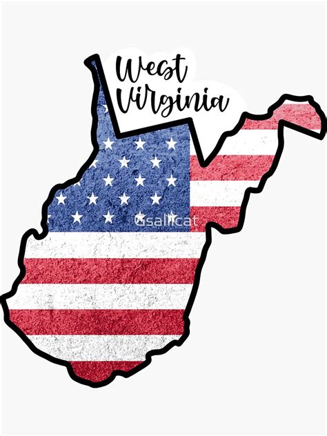 West Virginia State Outline With Patriotic Usa American Flag Sticker