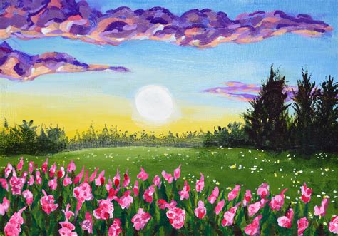 Spring Landscape Original Acrylic Painting 10 Etsy