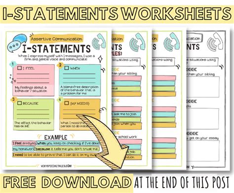 I Statements Examples And Fun Worksheets Very Special Tales