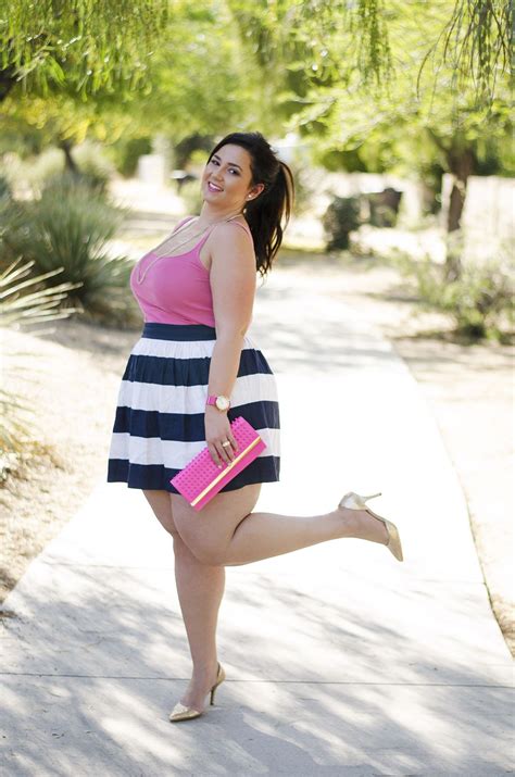 Plus Size HOT PINK Color Challenge OOTD Striped Pink Gold Curvy