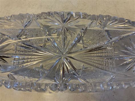 Antique Abp American Brilliant Cut Glass Signed Libbey Star Mark Celery Dish Ebay
