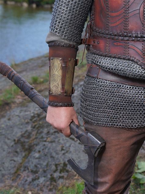 Viking Leather Armor With Brass Accents Armor Set Medieval Etsy