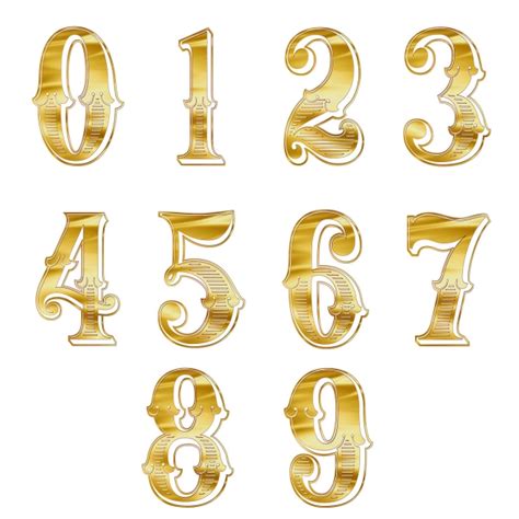 Golden 3d Numbers With Transparent Background Psd 634