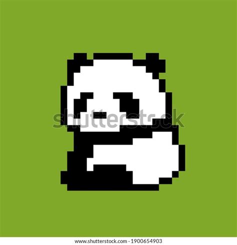 8 Bit Pixel Panda Green Background Stock Vector Royalty Free