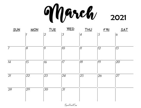 Download a variety of free 2021 calendar templates that you can edit, customize before print. Blank March 2021 Calendar Printable - Latest Calendar ...