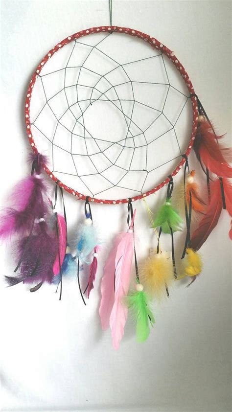 Colorful Dream Catcher Rainbow Feathers Large 9 By Apacheswife Rainbow