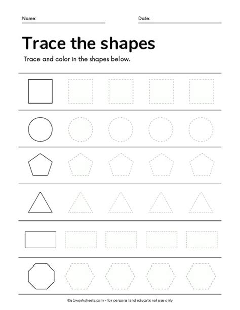 Shape Tracing Worksheets For Preschool