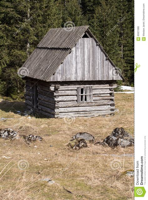 Wooden Huts In Chocholowska Valley In Spring Tatra Mountains Stock