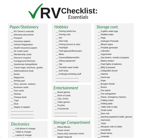 Free Printable Rv Checklist